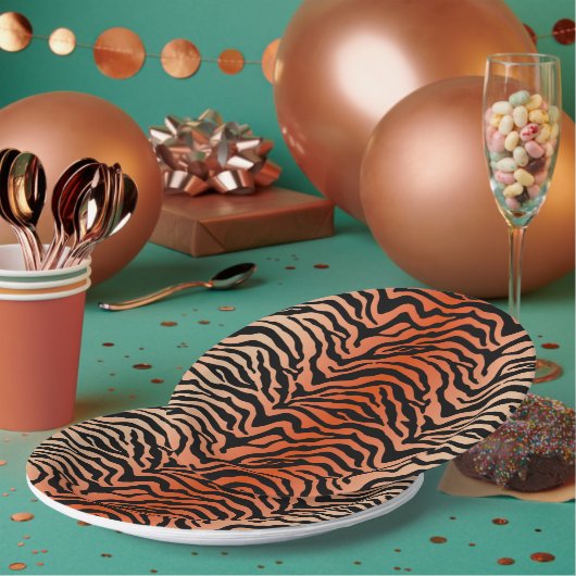 Assiettes En Carton Impression de tigre de la jungle (Multi)