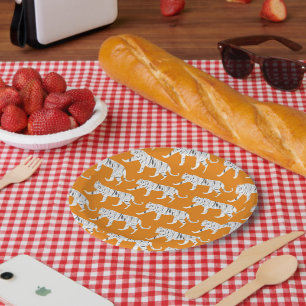Assiettes En Carton Impression de tigre orange