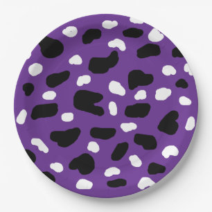 Assiettes En Carton Impression De Vache Sur Purple,