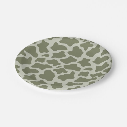 Assiettes En Carton Impression de vache verte Sage (Angle)
