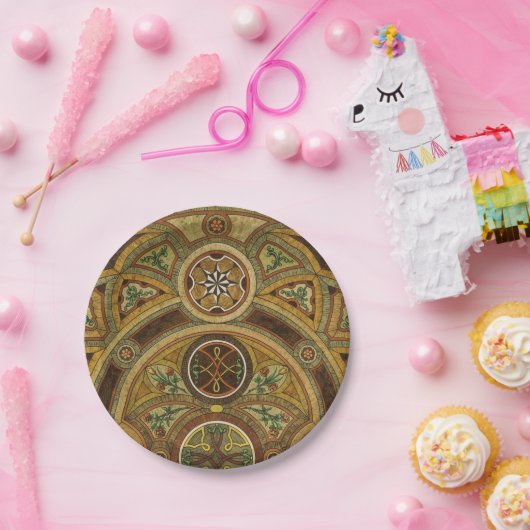 Assiettes En Carton Impression décorative ancienne en bois (Fête)