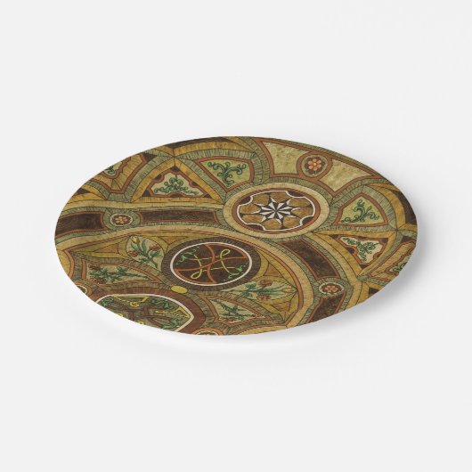 Assiettes En Carton Impression décorative ancienne en bois (Angle)