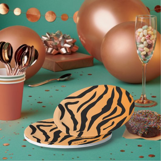 Assiettes En Carton Impression Faux Tiger (Multi)