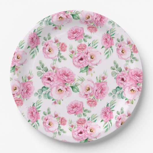 Assiettes En Carton Impression florale (Devant)