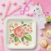 Assiettes En Carton Impression florale  (Fête)