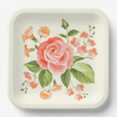 Assiettes En Carton Impression florale  (Recto)