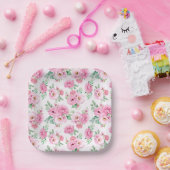 Assiettes En Carton Impression florale  (Fête)