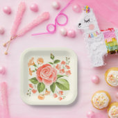 Assiettes En Carton Impression florale  (Fête)