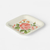 Assiettes En Carton Impression florale  (Angulaire)