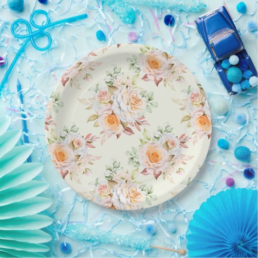 Assiettes En Carton Impression florale (Fête)