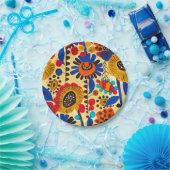 Assiettes En Carton Impression florale du patrimoine mexicain (Fête)