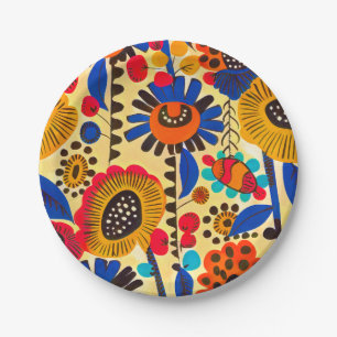 Assiettes En Carton Impression florale du patrimoine mexicain