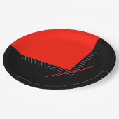 Assiettes En Carton Impression géométrique à rayures rouges, noires, n (Angle)