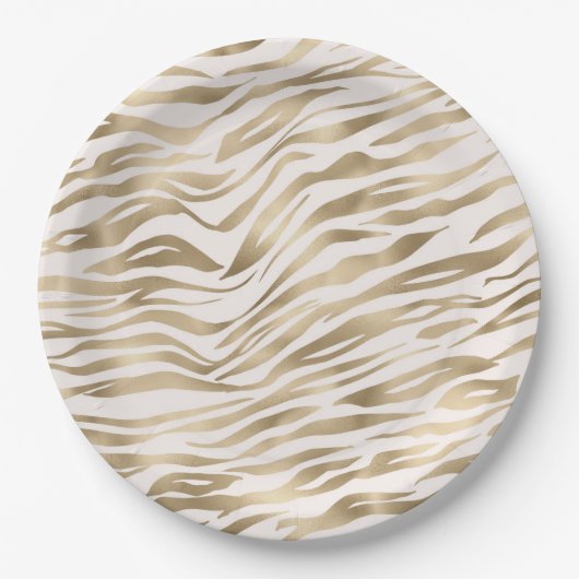 Assiettes En Carton Impression Gold Zebra (Devant)