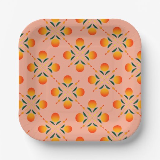 Assiettes En Carton Impression graphique orange moderne (Recto)