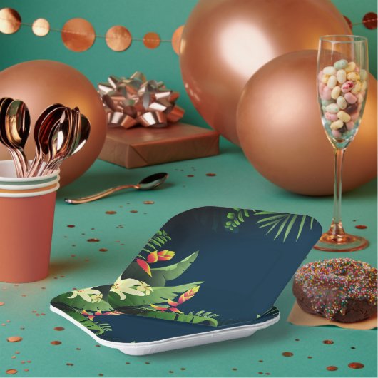 Assiettes En Carton Impression hawaïenne (Multi)