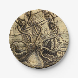 Assiettes En Carton Impression Kraken Vintage