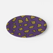 Assiettes En Carton Impression léopard or et violet (Angle)