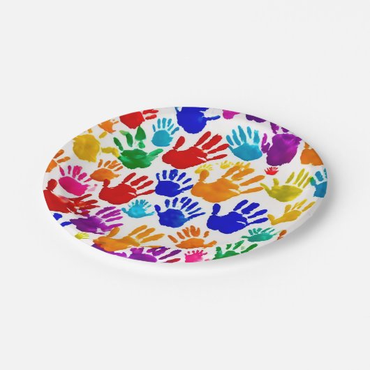 Assiettes En Carton Impression manuelle colorée (Angle)