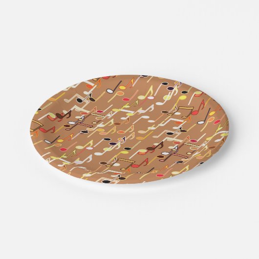 Assiettes En Carton Impression musicale - Caramel Tan, Multi (Angle)