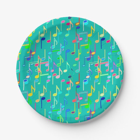 Assiettes En Carton Impression musicale - turquoise, multi (Devant)