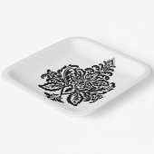 Assiettes En Carton Impression noir et blanc damassé Plaque papier (Angulaire)