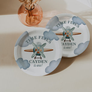 Assiettes En Carton Impression photo d'anniversaire d'avion Temps qui 