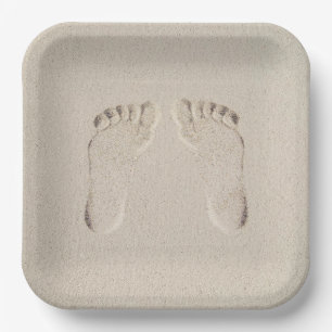 Assiettes En Carton Impression pieds nus dans le sable