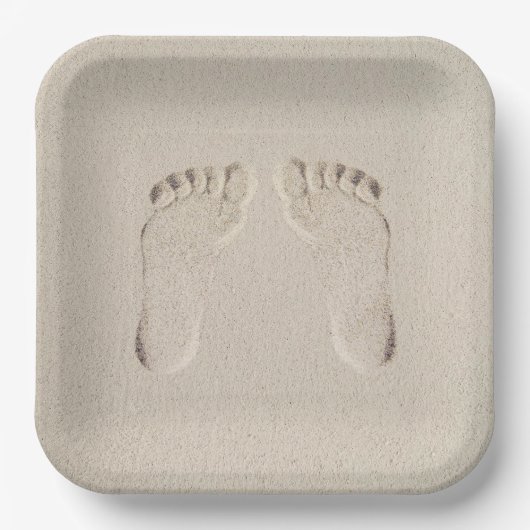 Assiettes En Carton Impression pieds nus dans le sable (Recto)