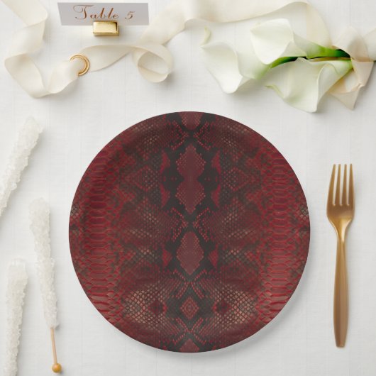 Assiettes En Carton Impression Python rouge et noir (Mariage)