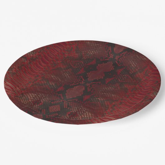 Assiettes En Carton Impression Python rouge et noir (Angle)