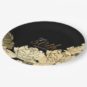 Assiettes En Carton Impression rose du 50e anniversaire or, tan et bei (Angle)