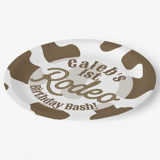Assiettes En Carton Impression vache marron Country Western Rodeo Part (Angle)