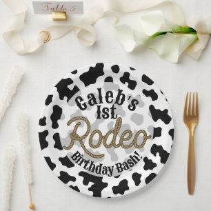 Assiettes En Carton Impression vache noire Country Western Rodeo Party