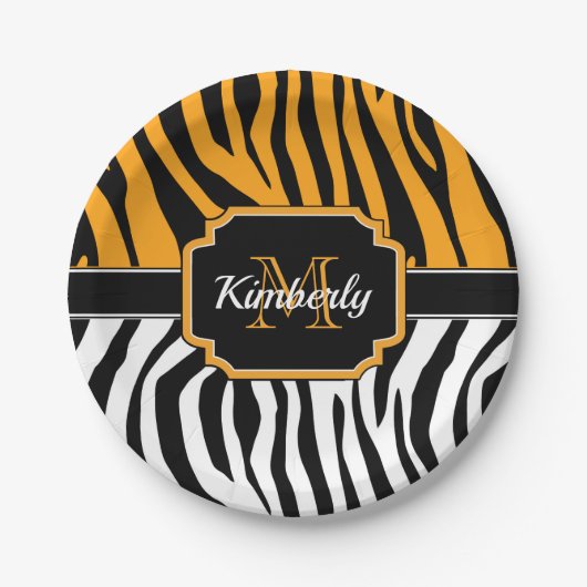 Assiettes En Carton Impression Zebra (Devant)