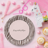 Assiettes En Carton Impression Zebra Brown Crème (Fête)