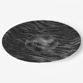 Assiettes En Carton Impression Zebra Noir Argent (Angle)