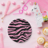 Assiettes En Carton Impression Zèbre rose chaud (Fête)