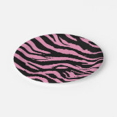 Assiettes En Carton Impression Zèbre rose chaud (Angle)