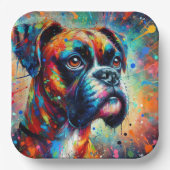 Assiettes En Carton Impressionniste Pop Art Boxer Chien Organisation (Recto)