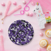 Assiettes En Carton Imprimé camouflage gris noir violet pour soirée (Fête)