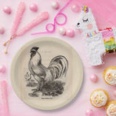 Assiettes En Carton Imprimé du 19e siècle blanc Coq Dorking (Fête)