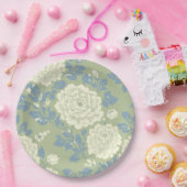 Assiettes En Carton Imprimé floral bloc bleu vert (Fête)