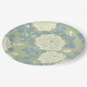 Assiettes En Carton Imprimé floral bloc bleu vert (Angle)