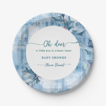 Imprimé Gingham Floral Bleu oh cerf baby shower 