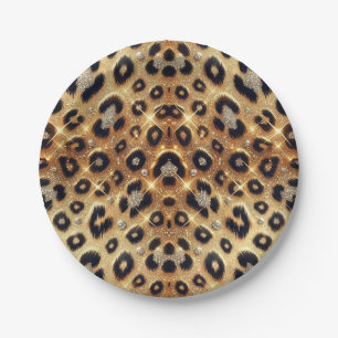 Assiettes En Carton Imprimé guépard léopard noir or pailleté glamour 