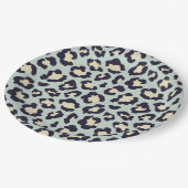 Assiettes En Carton imprimé turquoise Leopard (Angle)