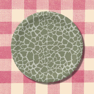 Assiettes En Carton Imprimer Giraffe verte Sage