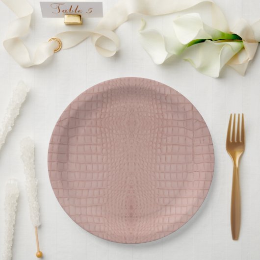 Assiettes En Carton Imprimer l'alligator rose (Mariage)
