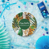 Assiettes En Carton Imprimés de fourrure d'animaux de safari & feuille (Fête)